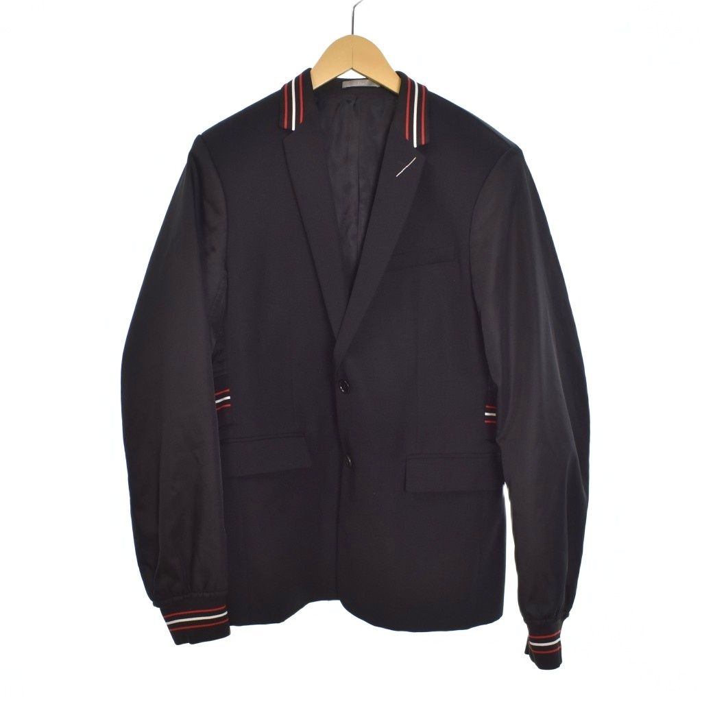 ディオール Dior MA-1 ドッキング レイヤード テーラードジャケット ブレザー 48 黒 ブラック