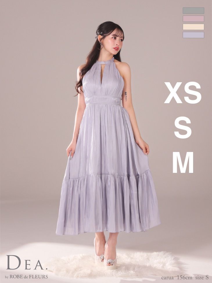 ブルー DE 3366-IV-2411 DEA. by ROBE FLEURS|ディアバイローブドフルール DEA.|ディア 2 way| バストカット| サテンリボン| フ | ワンピース| ミモレ丈| ミディアムドレス| キャバドレス