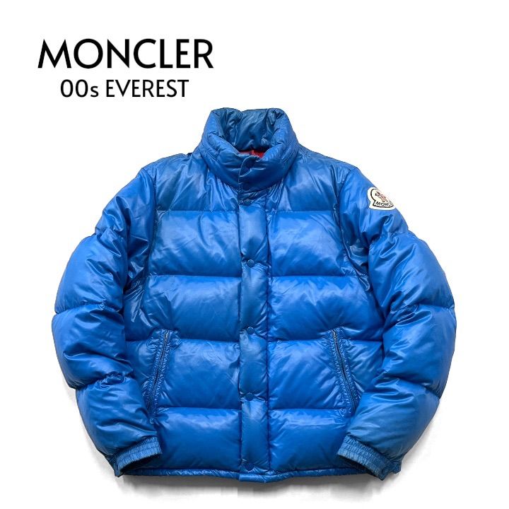 00 s MONCLER モンクレール EVEREST エベレスト ダウンジャケット 光沢 ナイロン スタンドカラー グランジ y 2 k 4 ブルー×レッド M 200