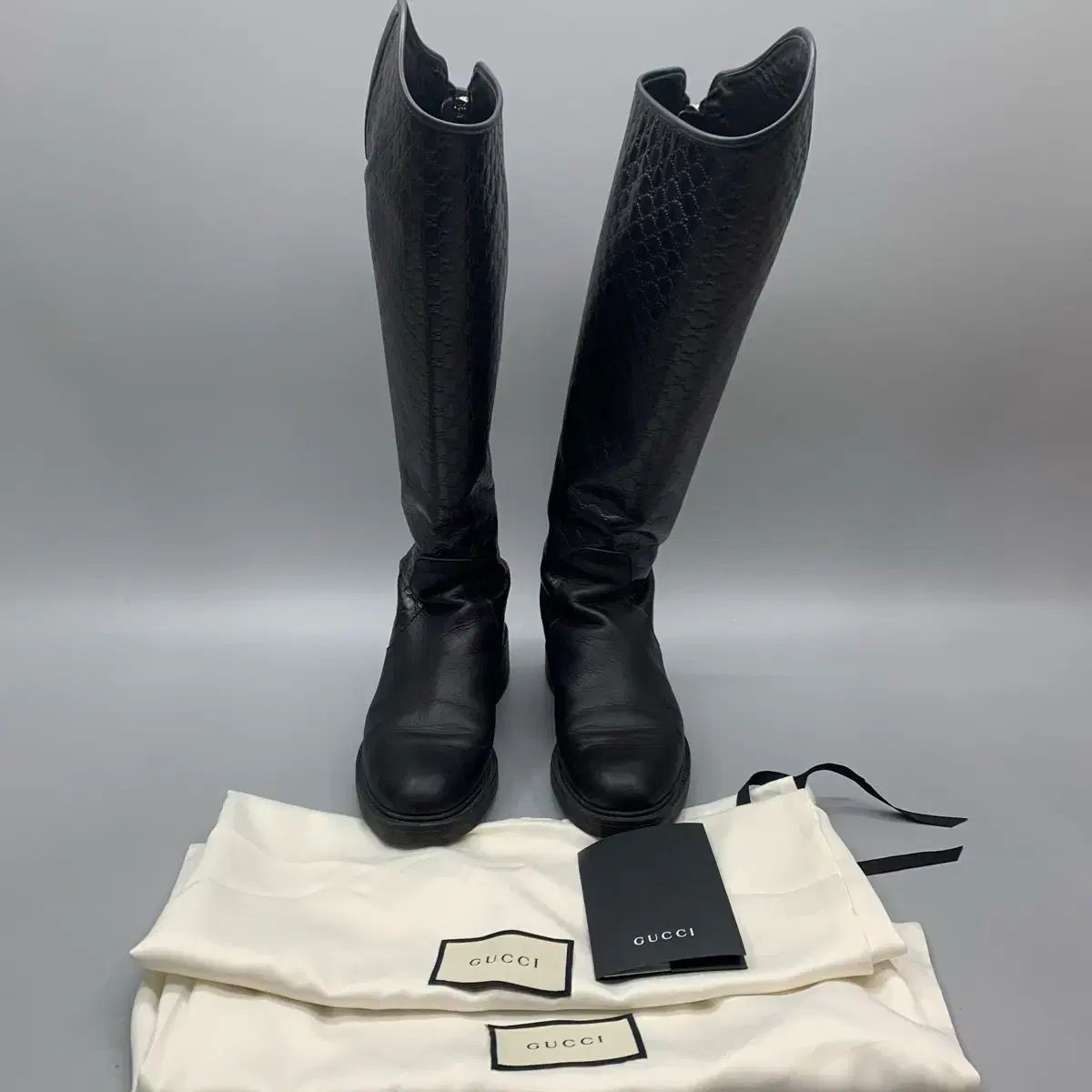 グッチ マイクロシマ ブラック ロングブーツ 494516