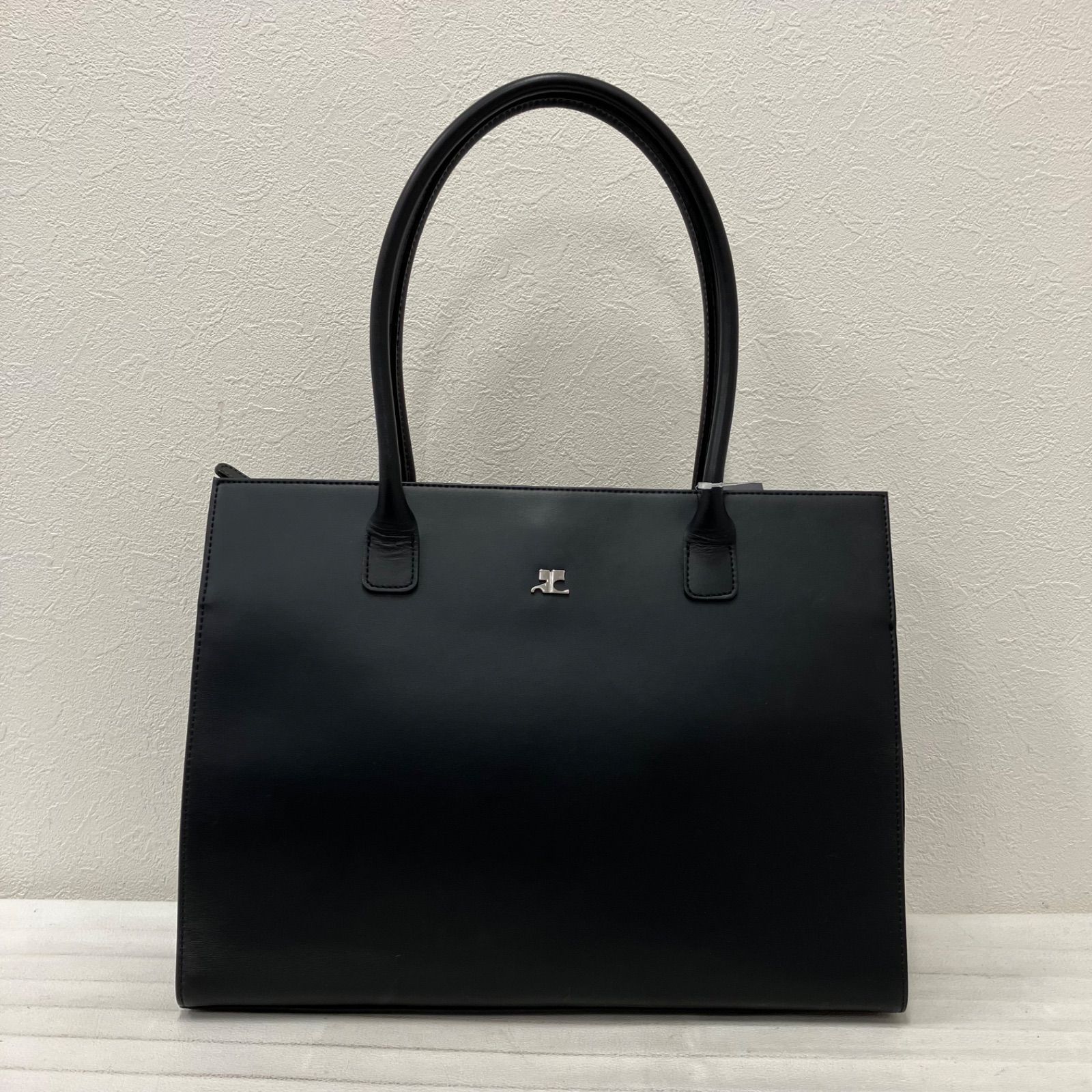 美品 クレージュ courreges トートバッグ ビジネスバッグ レザー 黒 