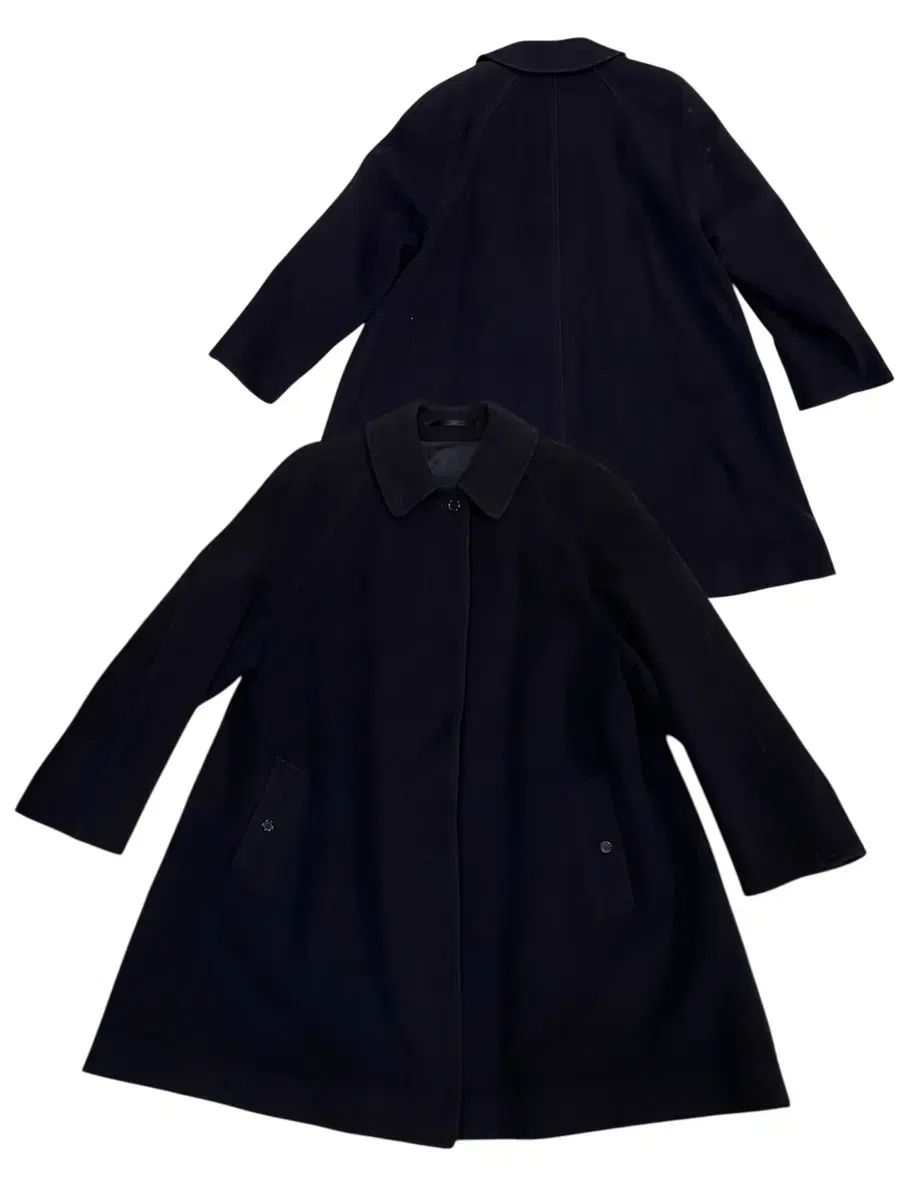 バーバリー ネイビー ウール混 コート L