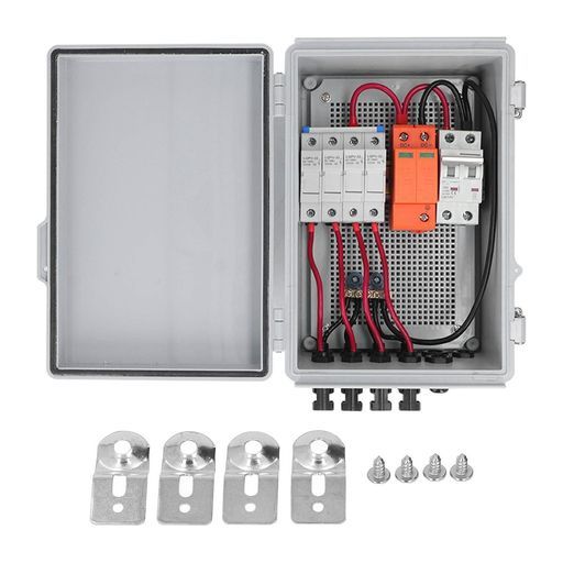 コンバイナーボックス オンオフグリッドソーラーパネルシステム用の15 A定格電流ヒューズ サージ保護デバイスおよび63 Aサーキットブレーカーを備えたソーラーコンバイナーボッ…