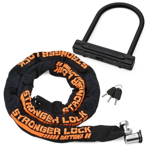 デイトナ Daytona バイク用チェーンロック U字ロック鍵1本で2つのロック管理チェーン2.0 mストロンガーロックセット31253