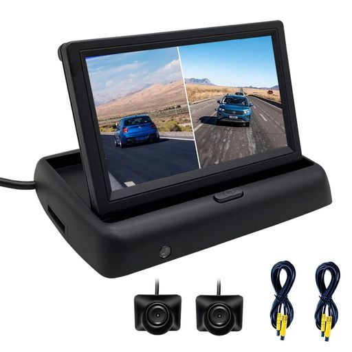 インチモニター折りたたみ式直前直左カメラモニターセット サイドカメラセット左右後方死角 120度超広角2分割表示 録画機能あり正像|鏡像切替暗視機能取り付け簡単常時…