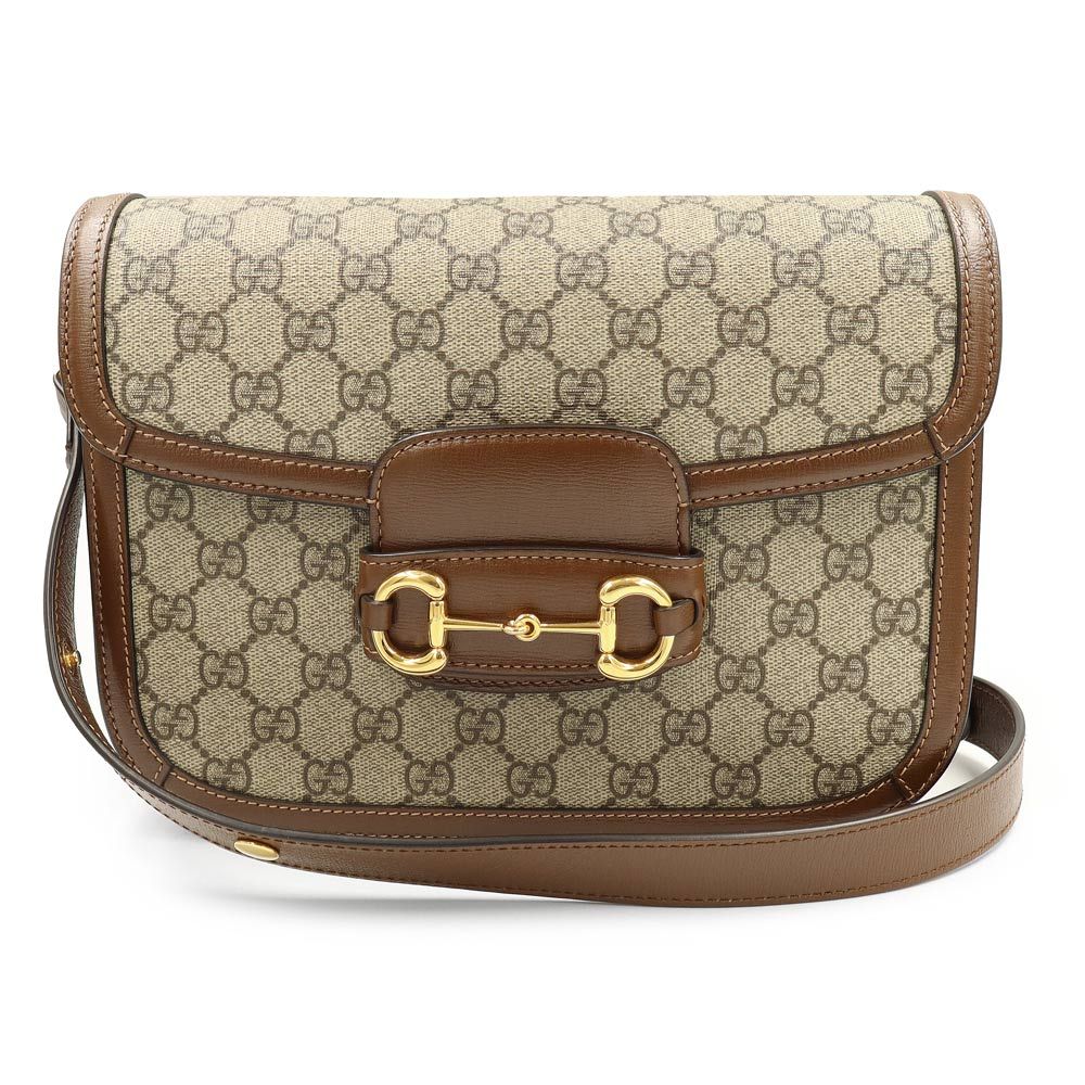 グッチ 602204 ホースビット 1955 レザー GGスプリームキャンバス ベージュ ブラウン 2 way ショルダーバッグ 斜め掛け ゴールド金具 GUCCI ♥ 展示品