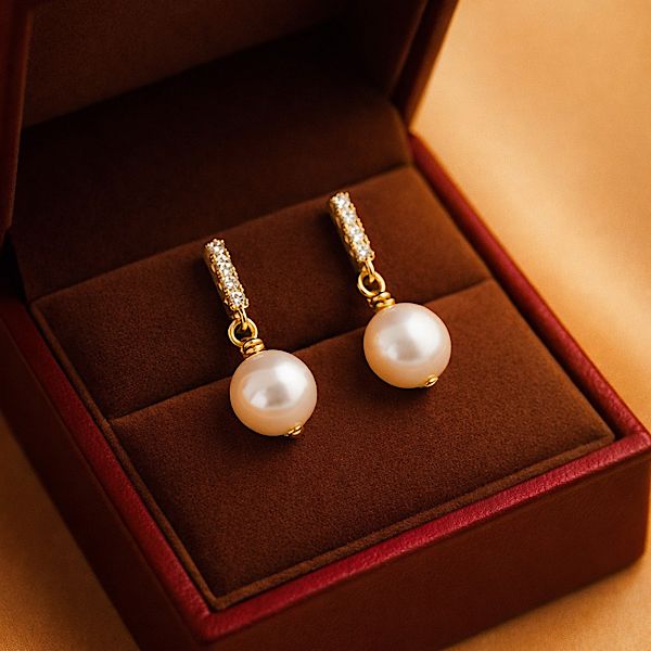 上品な揺れ感 淡水パール×CZダイヤ ピアス S 925 K 18コーティング 金属アレルギー対応 10 mm 淡水真珠 大人可愛い フォーマル デイリー ゴールド