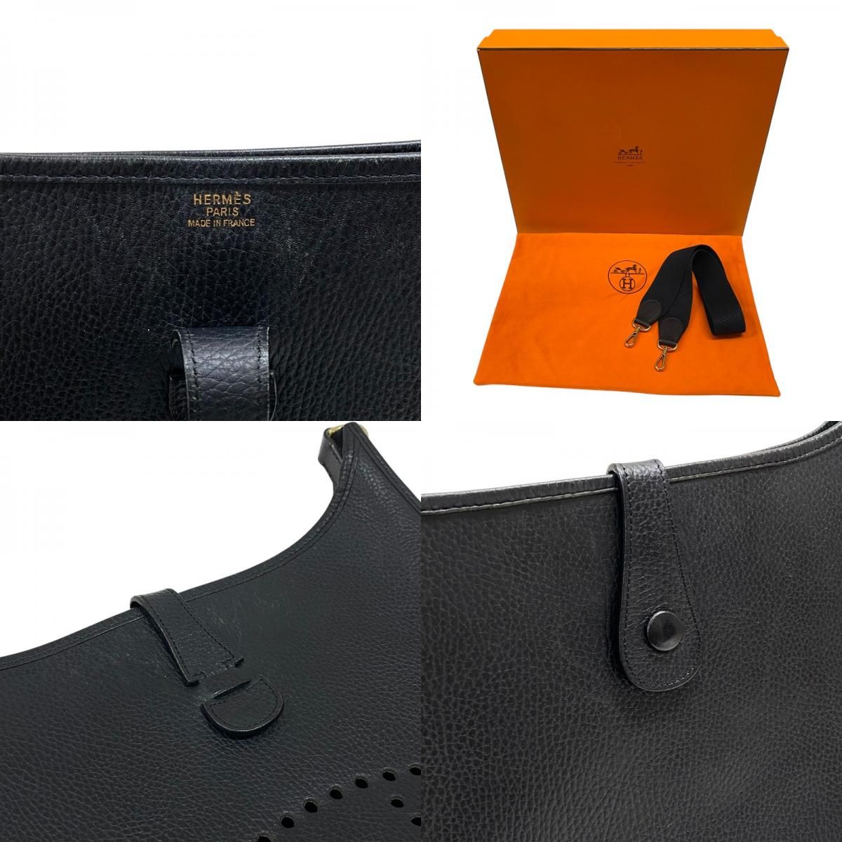 エルメス HERMES エヴリン1 GM □B刻 ブラック ゴールド金具 アルデンヌ レディース ショルダーバッグ エルメス HERMES エヴリン1 GM □B刻 ブラック ゴールド金具