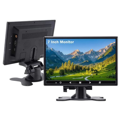 7インチモニターHDMI液晶小型ディスプレイ 1024 x 600 HD内蔵スピーカー付きHDMIVGAAVタッチボタンシガーアダプター