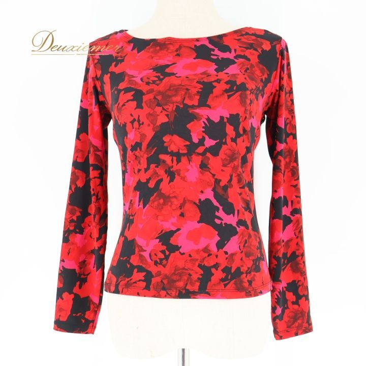 【社交ダンス】チャコット　 Dance　ブラック地花柄　セットアップ 社交ダンス】チャコット Dance ブラック地花柄 セットアップ 社交