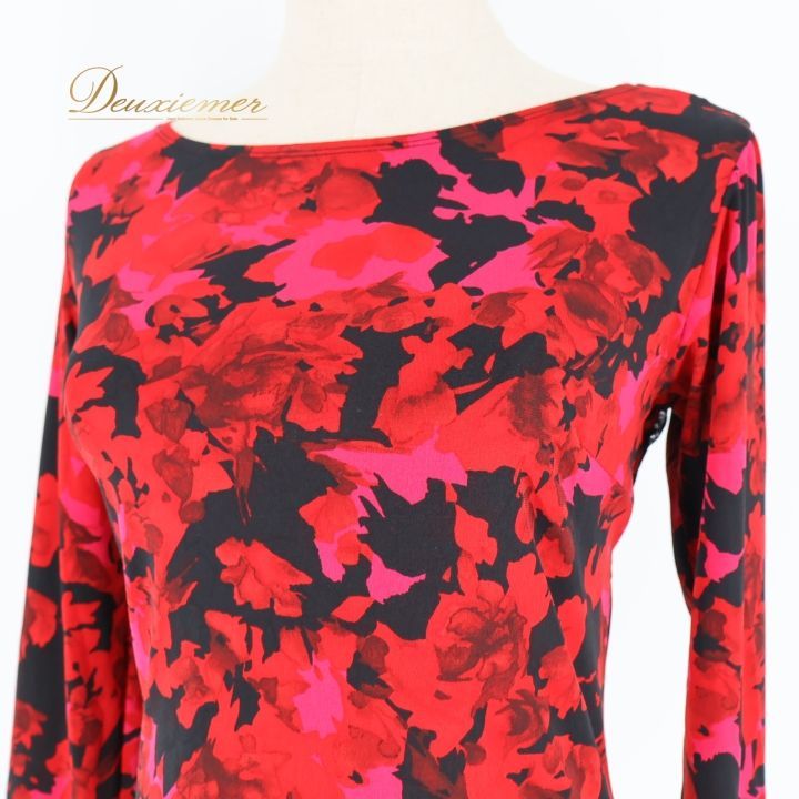 B1646【チャコット】L/赤/花柄/トップス☆社交ダンス B1646【チャコット】L/赤/花柄/トップス☆社交ダンス 社交ダンス