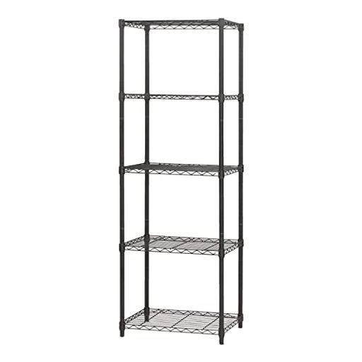 エイアイテック AITECH スチールラックキャスター付5段幅60 cmブラックNERO-6018 BK