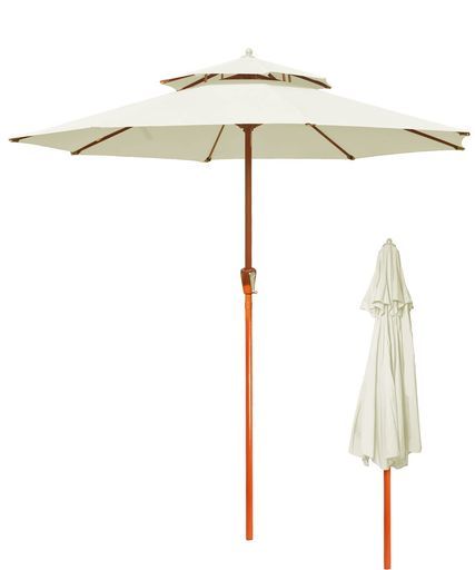 パラソル大型ガーデンパラソル270 cmハンドル開閉鉄製ワイドパラソルUVカット撥水加工折り畳み軽量ハンギングパラソルビーチパラソル庭テラスベランダオープンカフェガーデン アイボリー