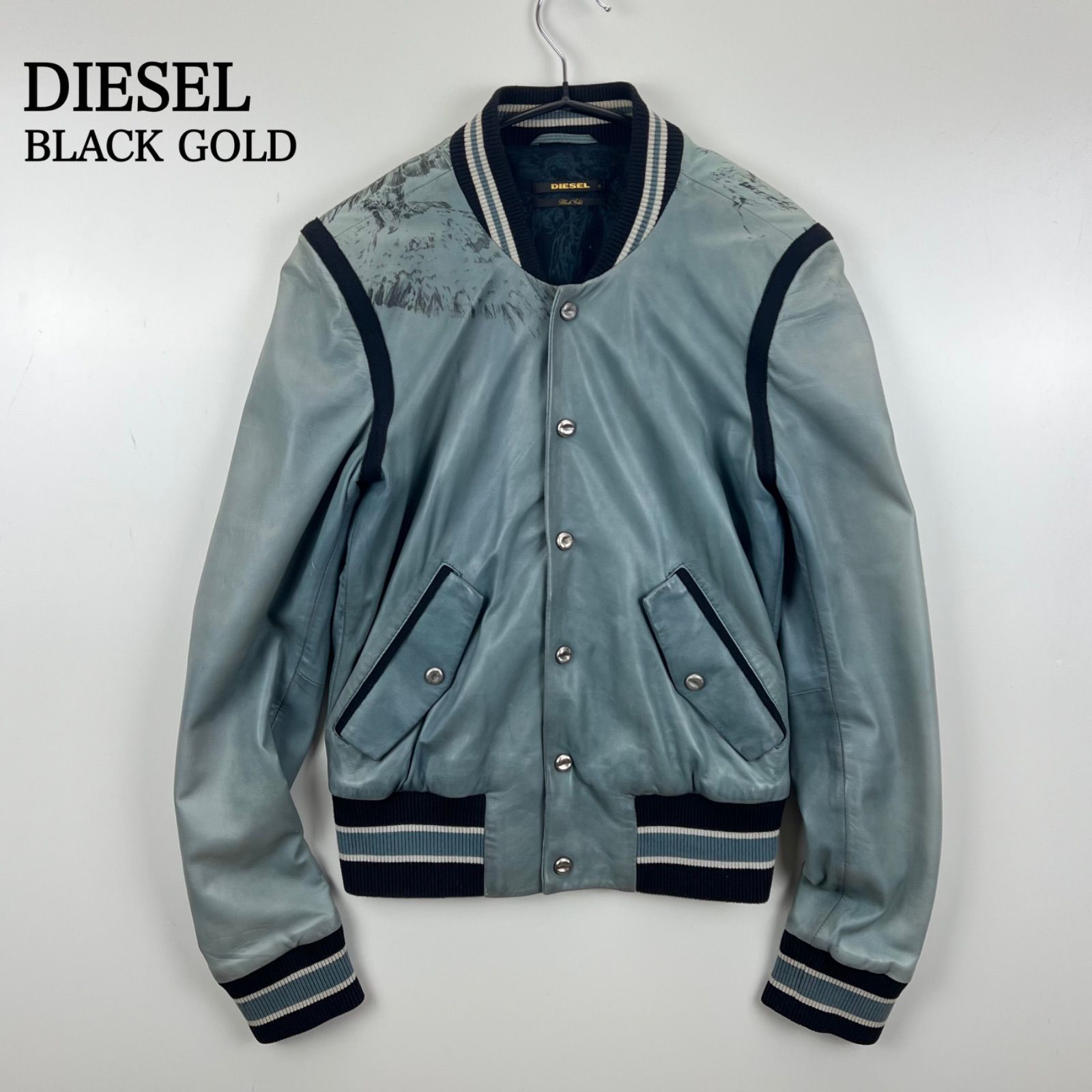 DIESEL BLACK GOLD 00s y2k archive grunge feather print leather