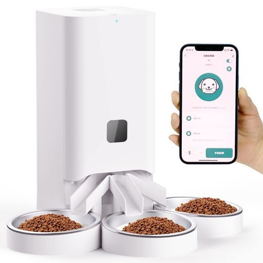 2025最新改良 自動給餌器猫中小型犬用多頭飼い自動えさやり器タイマー式スマホ管理2 WAY給電IOSAndroid対応日本語対応アプリ日本語説明書録音可手動給餌可多重鮮度保持6 L 三匹