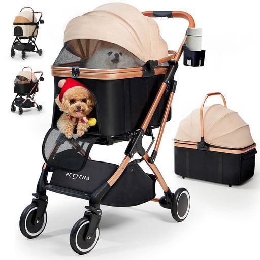 最新自立型 PETTENA分離型ペットカート耐荷重20 KG広い空間自立 ワンタッチ折畳軽量使用簡単犬バギー猫犬用カートPETTENAKNIGHT