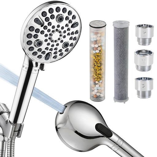 CoolWAYオーガニックファインバブルシャワーヘッド塩素率除去99%マイクロナノバ浄ブル水節水温ミストKDF活性10段階水流圧切替浄水シャワー KDF 活性炭カートリッジ PM 2312