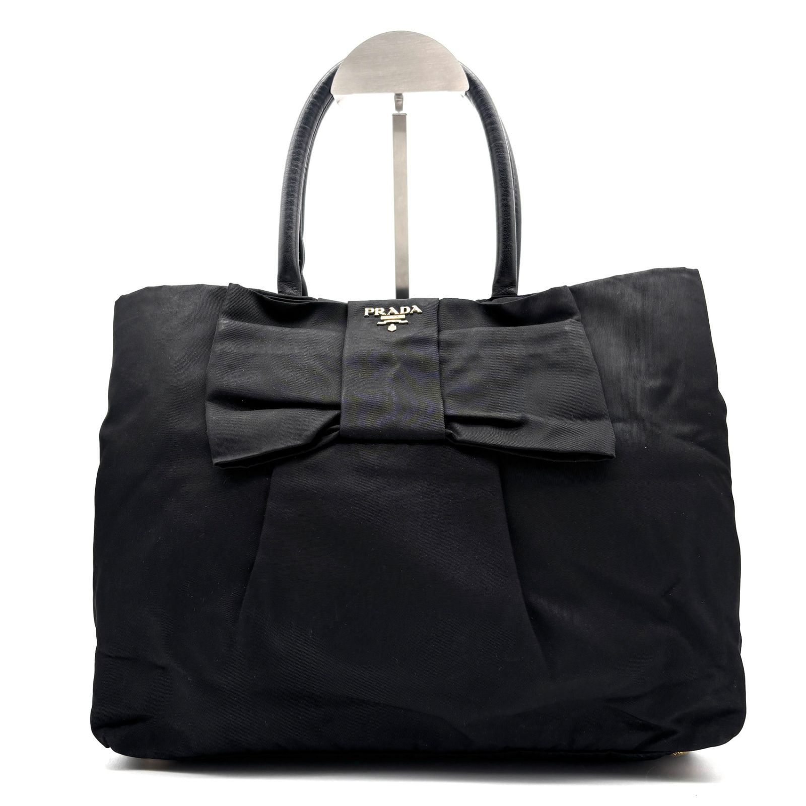 プラダ ナイロン トートバッグ ハンドバッグ ブラック 黒 持ち手レザー　白タグ プラダ ナイロン ブラック トートバッグ ハンドバッグ白タグ