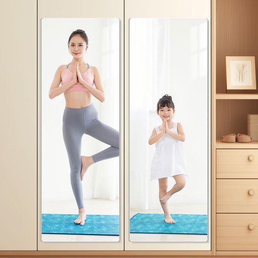 割れない軽量ミラー- セット Rebebe全身鏡割れない鏡115*30 cm角丸加工防災地震対策耐衝撃飛散しない壁掛けミラー貼る鏡落ちない裏全体粘着テープ歪み大幅軽減繋目なしアクリル素材…