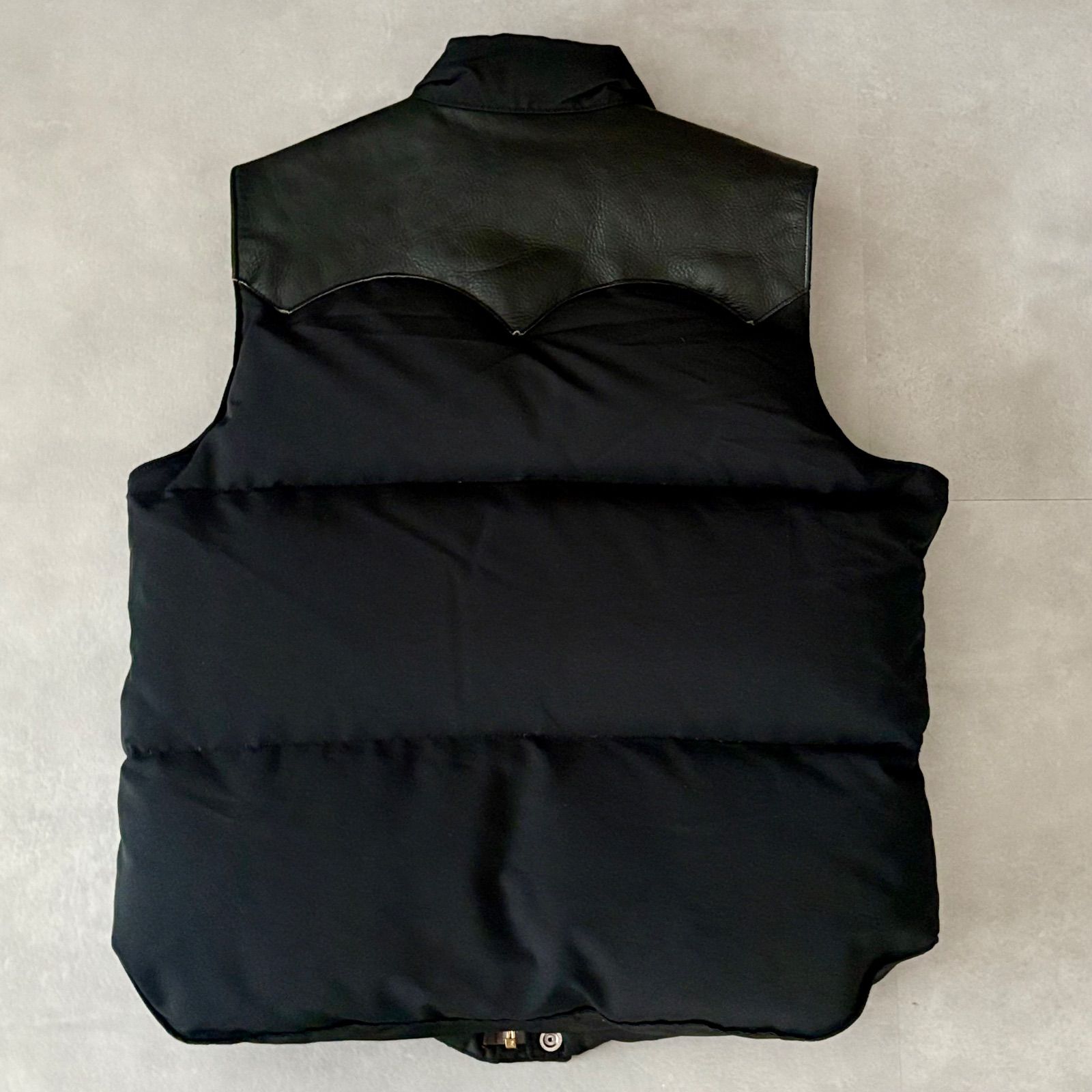 Sugar Cane シュガーケーン ダウンベスト オールブラック レザーヨーク