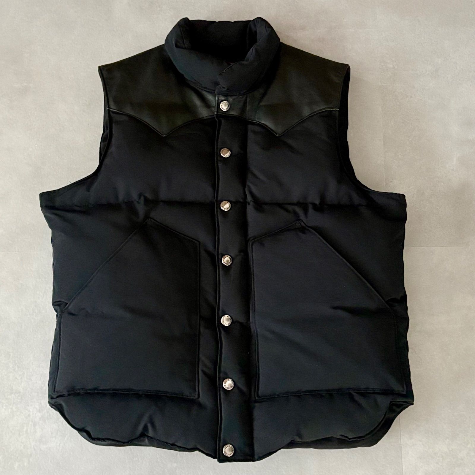 SUGAR CANE レザーヨーク ダウンベスト オールブラック Sugar Cane シュガーケーン ダウンベスト オールブラック レザーヨーク