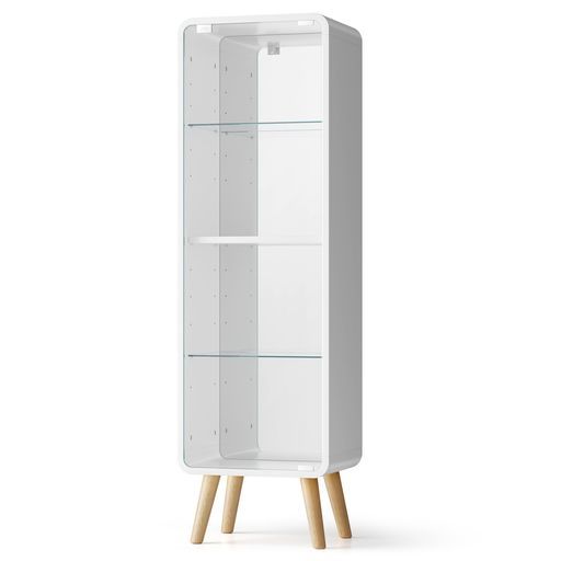 オーエスジェイ OSJ コレクションケースフィギュアケースガラスケースキャビネット4段幅36*奥行26.5*高さ121 CM高さ調節 背面ミラーホワイト