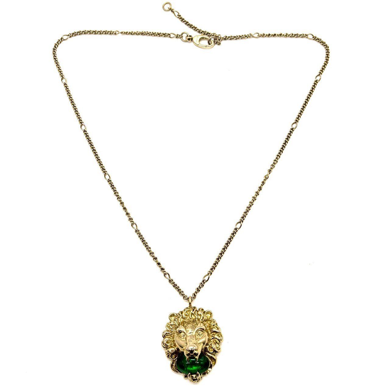 静かに支配する、美学】 GUCCI ライオンヘッド ストーン ペンダント