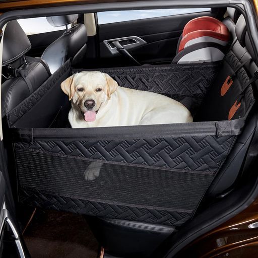 Cavoyo専門設計犬車シートペットドライブシート後部座席ベッド大型犬リード付き防水折り畳み車犬カーシートマット半分型崩れしない飛び出し防止ペットドライブボックスハンモック耐摩…