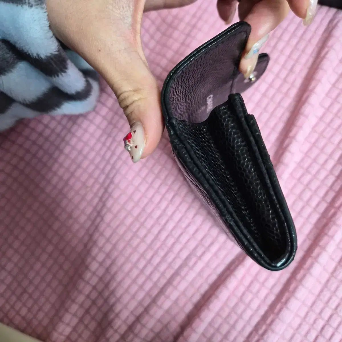  シャネル キャビア Classic スナップボタン シルバー カードウォレット ブラック フルセット 長財布 小物