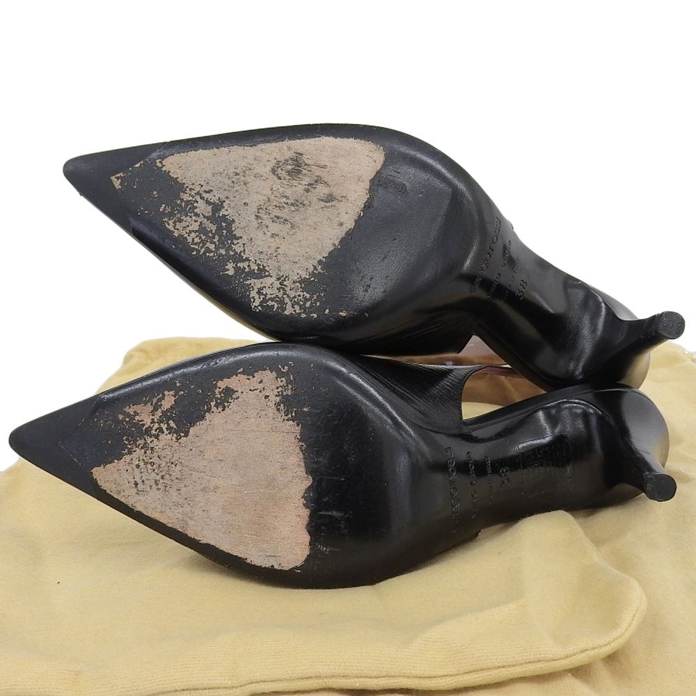 美品 セルジオロッシ 38 sr YURI ポインテッドトゥ パンプス 本革 黒 Sergio Rossi セルジオロッシ レザー ポインテッドトゥ パンプス