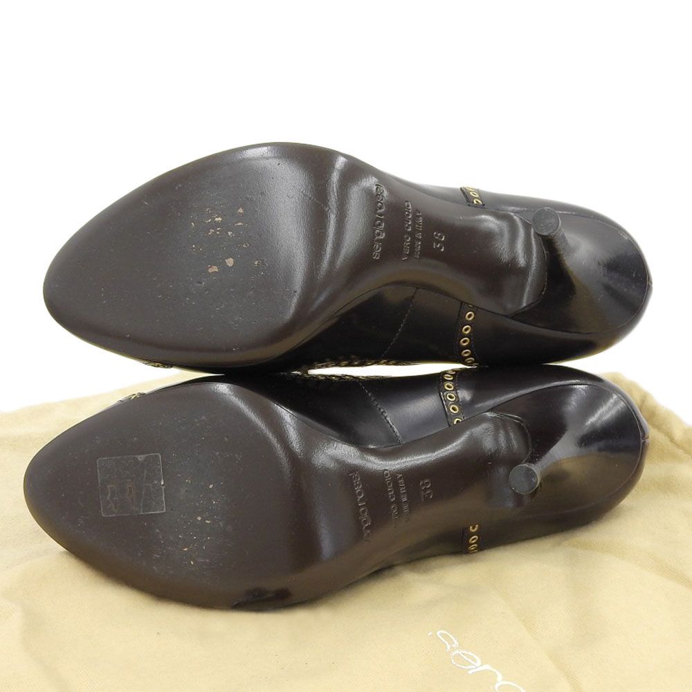 Sergio Rossi セルジオロッシ 美品 レザー レースアップ ラウンドトゥ