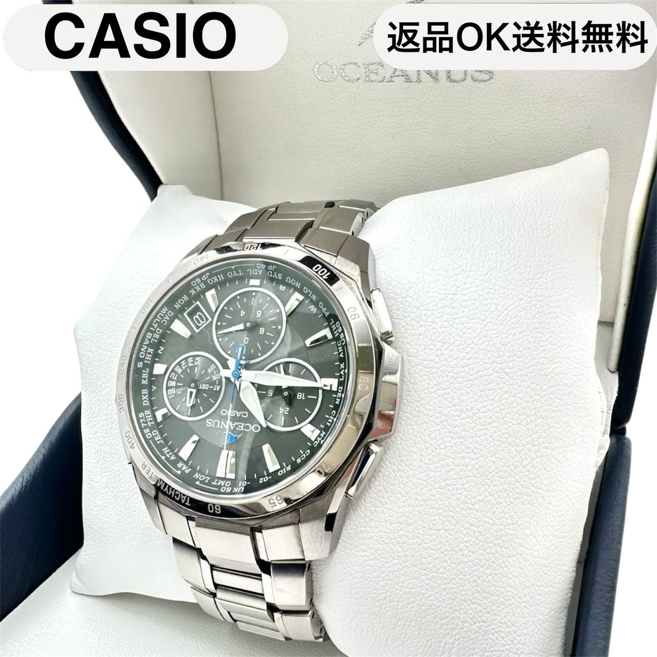 CASIO カシオ 電波ソーラー時計 OCEANUS オシアナス OCW-S 1000 チタン クロノグラフ デイト アナログ メンズ 腕時計 フ2601