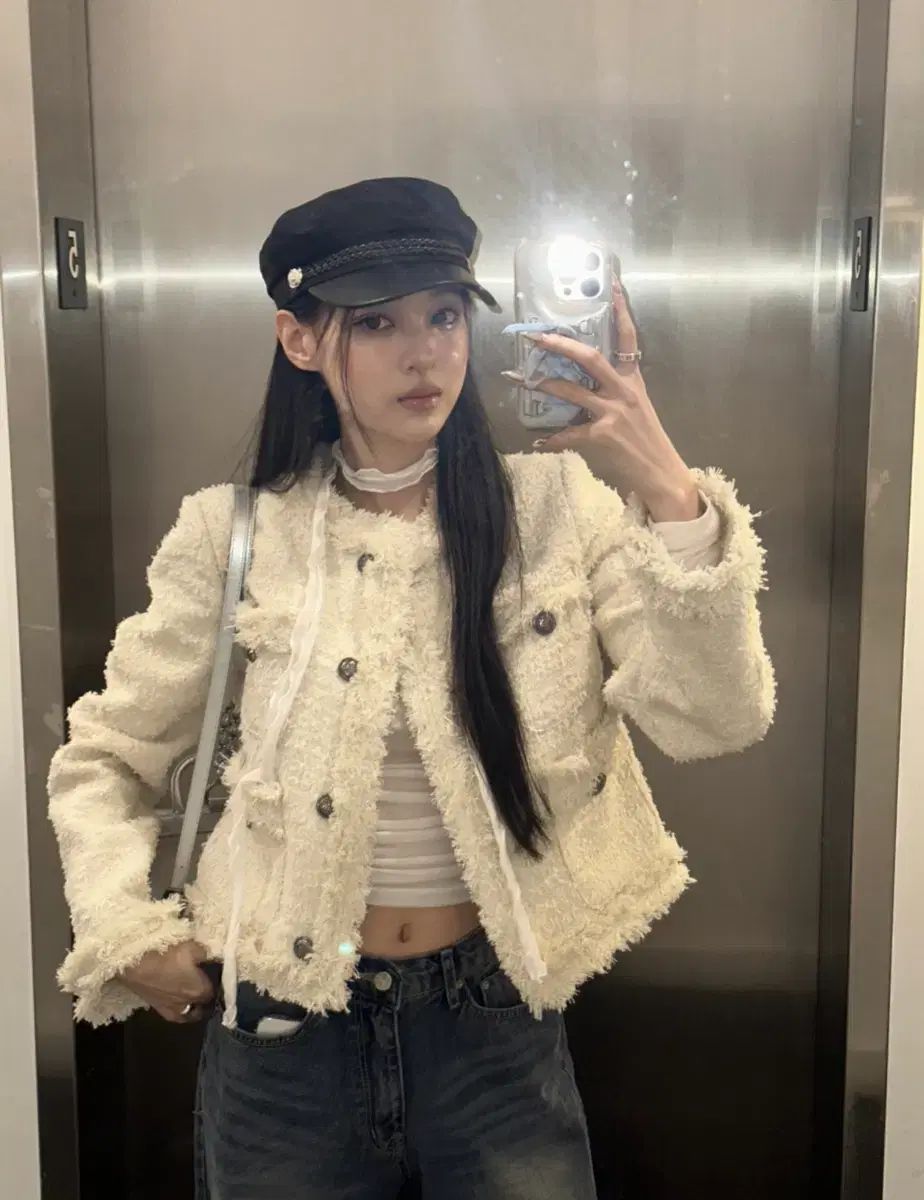 新品 カーキポイント クロップド アンチック ツイードジャケット