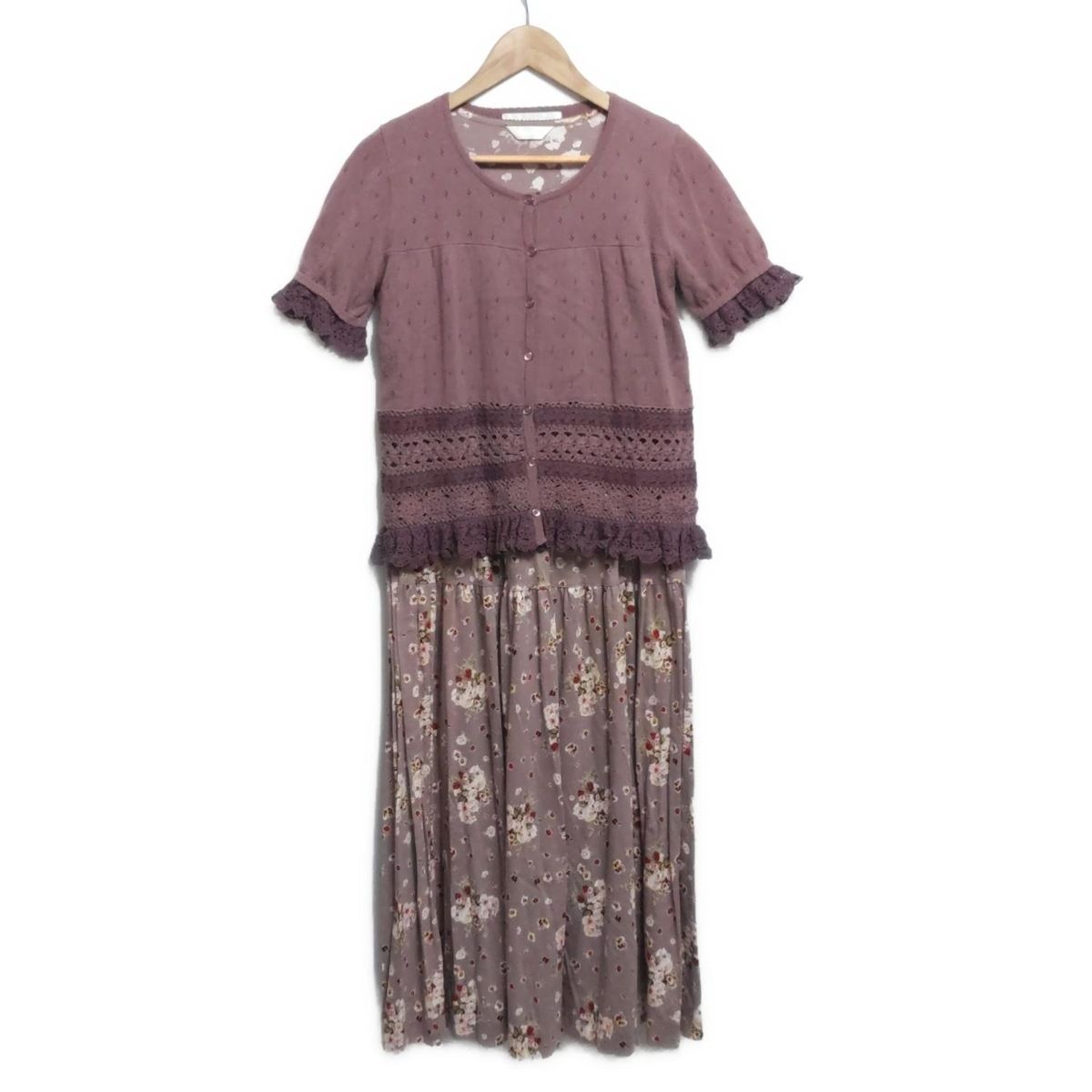 PINK HOUSE ピンクハウス ワンピースセットアップ レディース - ピンク×アイボリー×マルチ 花柄