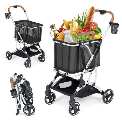 ショッピングカート買い物カートキャリーカートかいものカート折りたたみ4輪大容量カートキャリーカート軽量コンパクト台車買い物バッグ耐荷重 約 25 kg