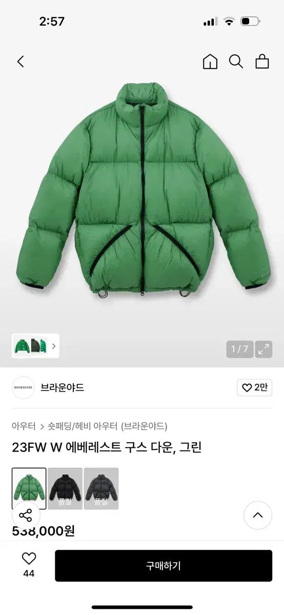 BROWNYARD エベレスト グースダウン グリーン