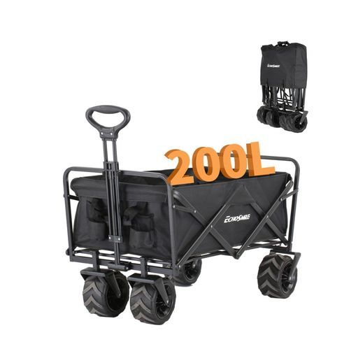 EchoSmileキャリーワゴンキャリーカートキャンプ大容量200 L耐荷重160 kgアウトドアワゴン折り畳みコンパクト自立式収納ショッピング部活合宿運動会BBQレジャーBBQ釣り運動会用