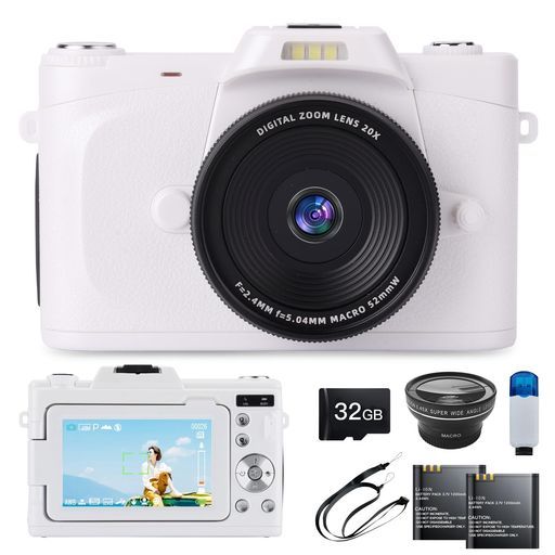 Moledroデジタルカメラ4 Kデジカメ6800万画素180度回転 ディスプレイ広角レンズ付属32 GBマイクロSDカード付き16倍デジタルズームオートフォーカス機能手振れ補正ウェブカメラ自撮り便利3…