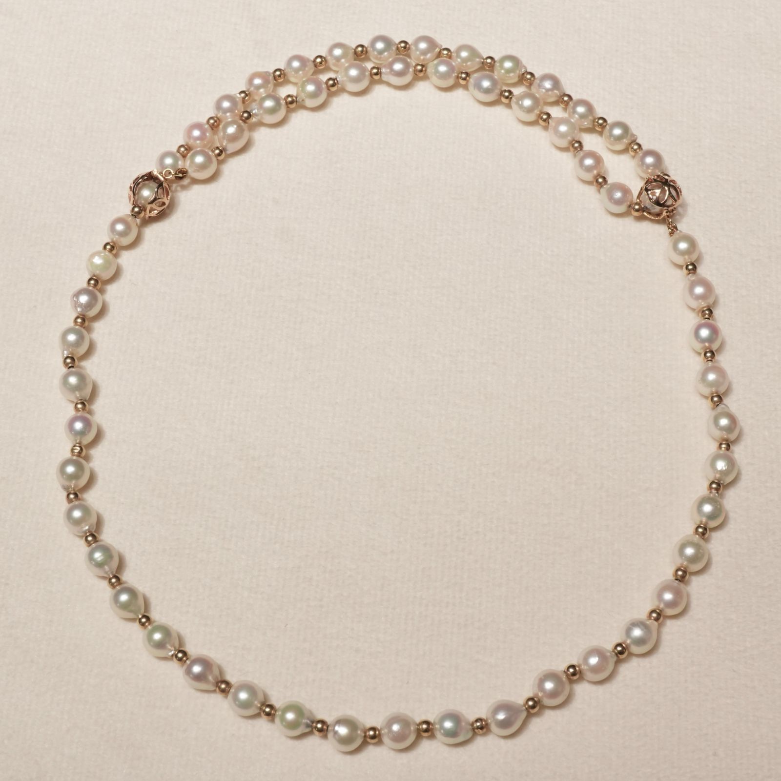 K 14 パックマンクラスプ パール セミバロック ネックレス|24-5147