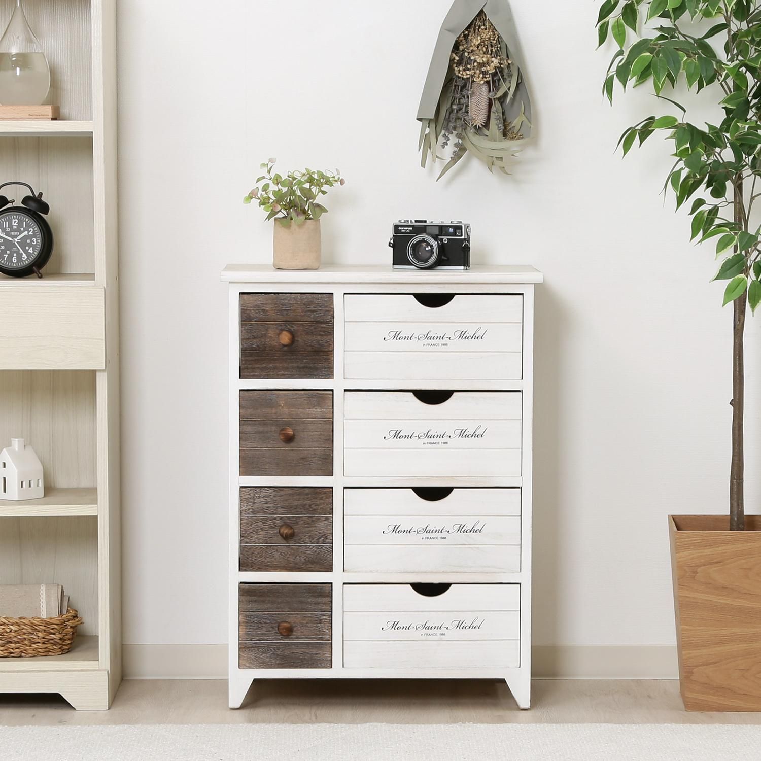 ♪アンティーク調 4段チェスト 幅52 cm リビング収納 収納家具 衣類収納 タンス たんす 姫系