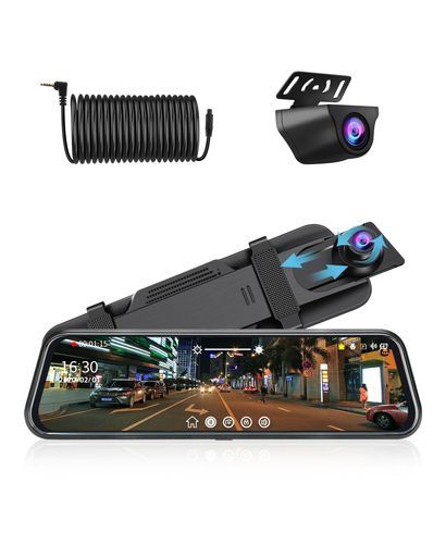 Jansiteドライブレコーダーミラー型 グ 反射改良 10インチ1080 P伸縮式左カメラドラレコミラー型前後カメラ超暗視機能ドラレコ170° 140°超広角ガイドライン調整 ループ録画駐車監…