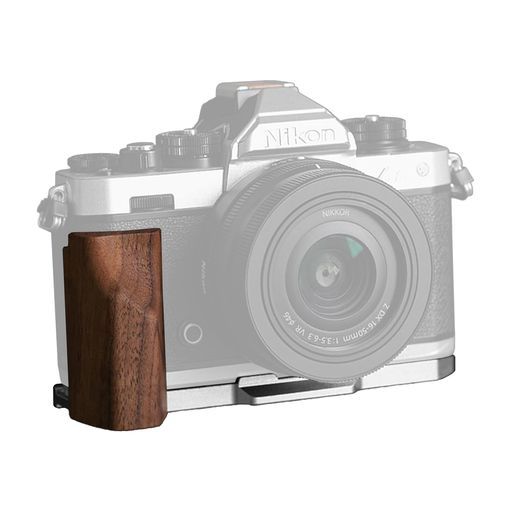 JISYIWOWカメラL字型グリップ用木製ハンドル対応ZFC電池交換便利底面開閉三脚ネジ穴付きレトロな な実木ハンドル B-ウォールナット シルバーベースプレート