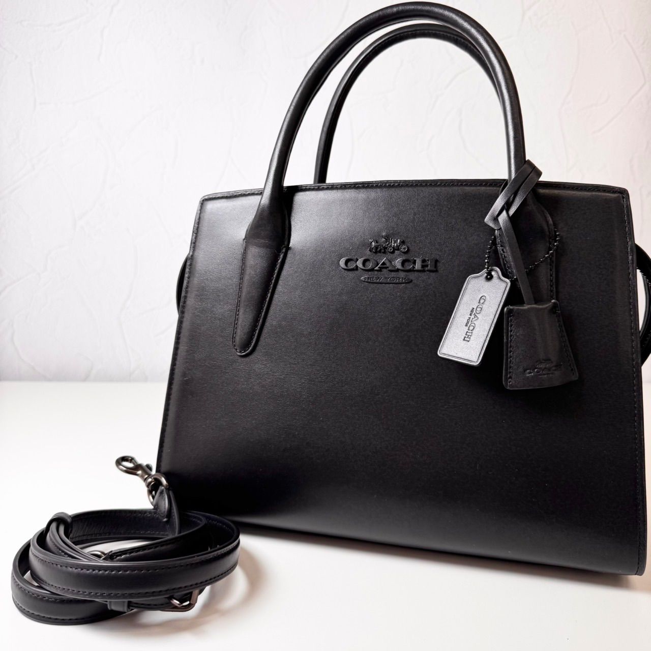 ABランク COACH ラージ アンド キャリーオール ２way ショルダーバッグ ハンドバッグ bag 肩掛け レザー ブラック CP 086 120 EL