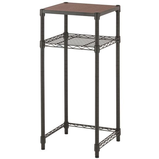 ドウシシャルミナスコンパクトキッチンラック幅41 cmx奥行41 cmx高さ90 cm耐荷重80 kgノワール2段NO 4090-2 KW天板ウッドシェルフゴミ箱上ラック炊飯器作業台カウンター