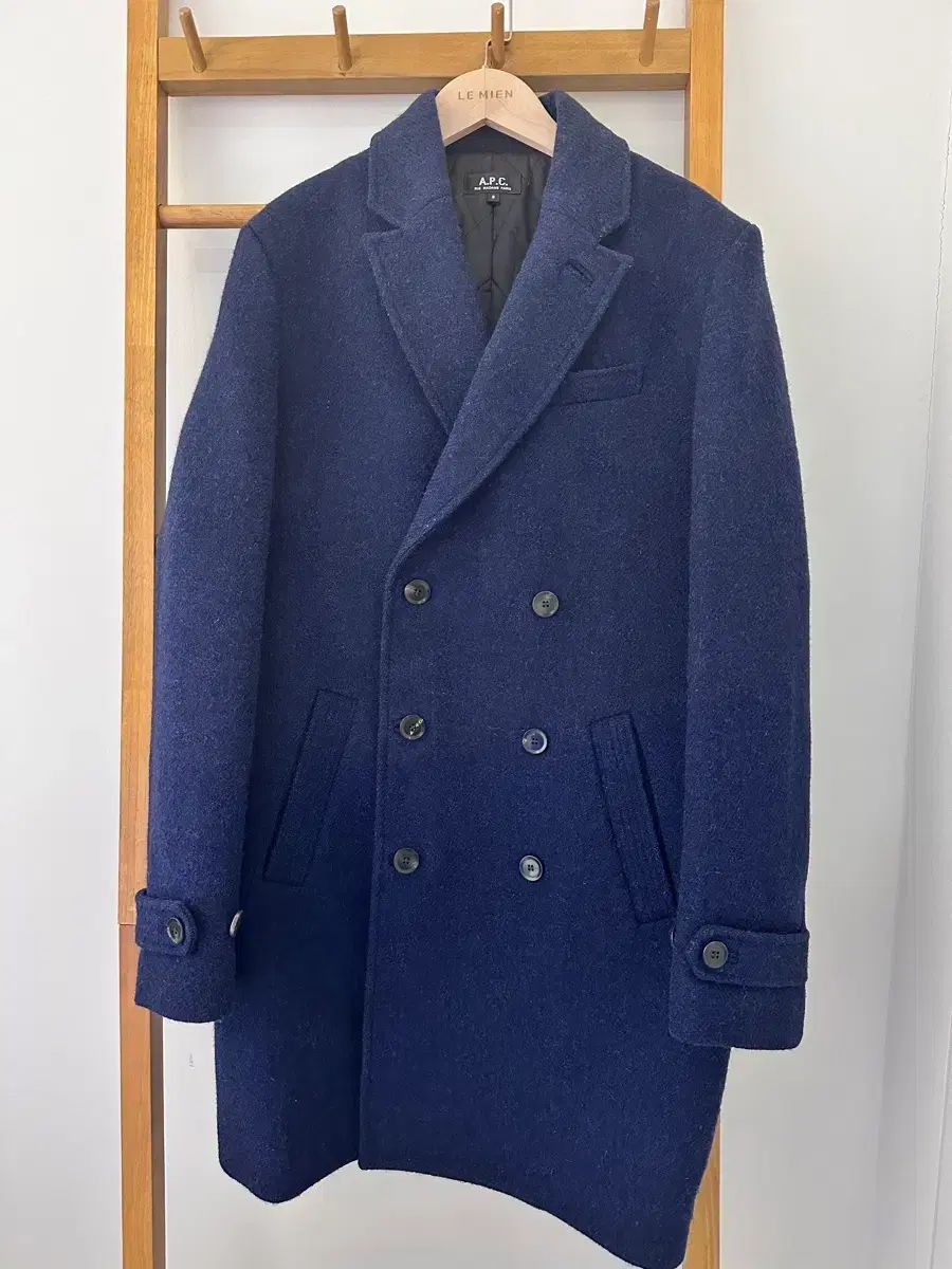 A.P.C. ネイビー ダブルコート アーペーセー ハリー ツイード コート