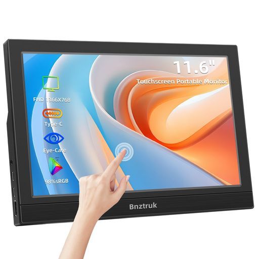 11.6インチタッチモバイルモニターBnztruk小型軽量HDRモバイルディスプレイIPSパネルFHD 1366 x 768 PCモニターUSBTypeCHDMIポートノートパソコンComputer|Laptop|RaspberryPi