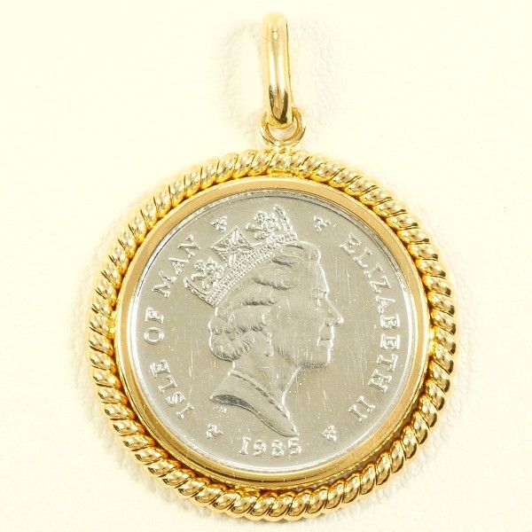 徳力 マン島ノーブル 1|10 oz 1|10オンス コイン 白金 PT 1000 K 18 YG ペンダントトップ pendant top 総重量約4.7 g