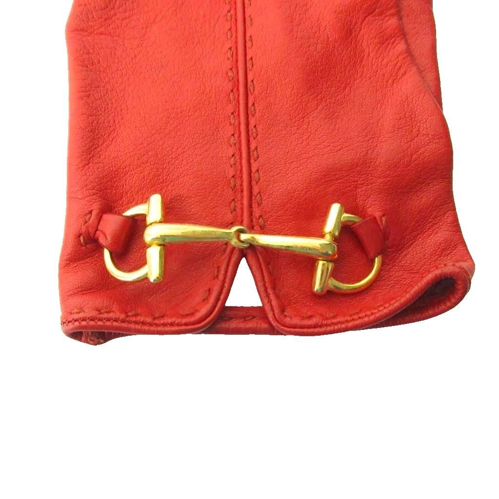 グッチ GUCCI 手袋 グローブ ホースビット レザー 赤 レッド 0105