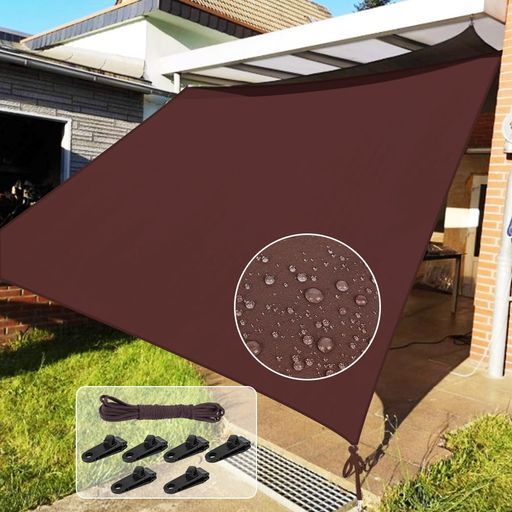 XXBEN日除けシェード雨よけ400 D高密度ポリエステル2層撥水加工防水ベランダサンシェード接合部水漏れ防止D形金具テントクリップ付き強度UPPU塗装UV紫外線カット暑さ対策目隠しシェード庭…