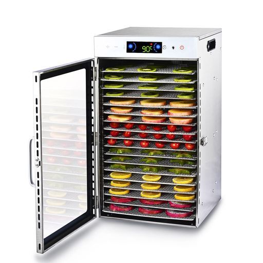 Iproods食品乾燥機フードドライヤー18層ステンレス鋼食品脱水機果物肉類フード乾燥タイマー付き360°熱風循環加熱業務用家庭用日本語のレシピ-取扱説明書付き